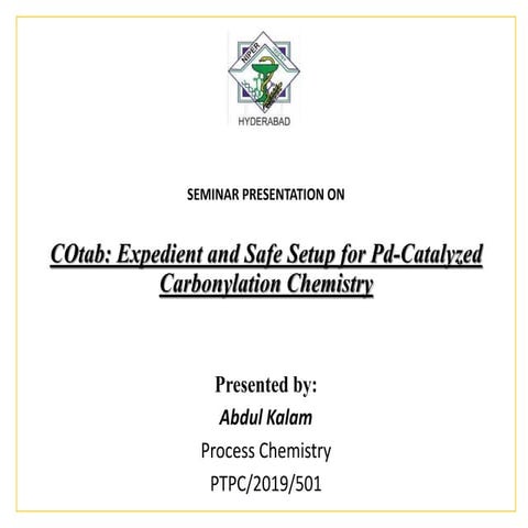 Carbonylation strategy and Scaleup of Olaparib