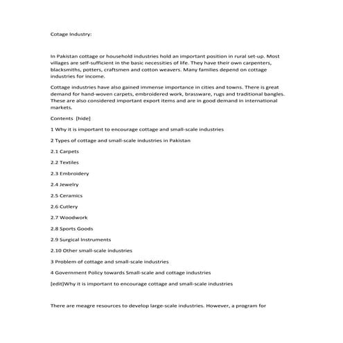 Cotage industry