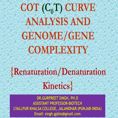 Cot curve analysis for gene and genome complexity