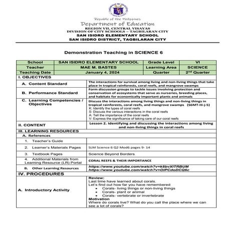 COT Lesson Plan in Science 6 Q2 W6 .docx | Biological Sciences | Science