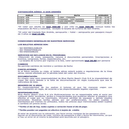 Cotización aérea a san andrés  copa