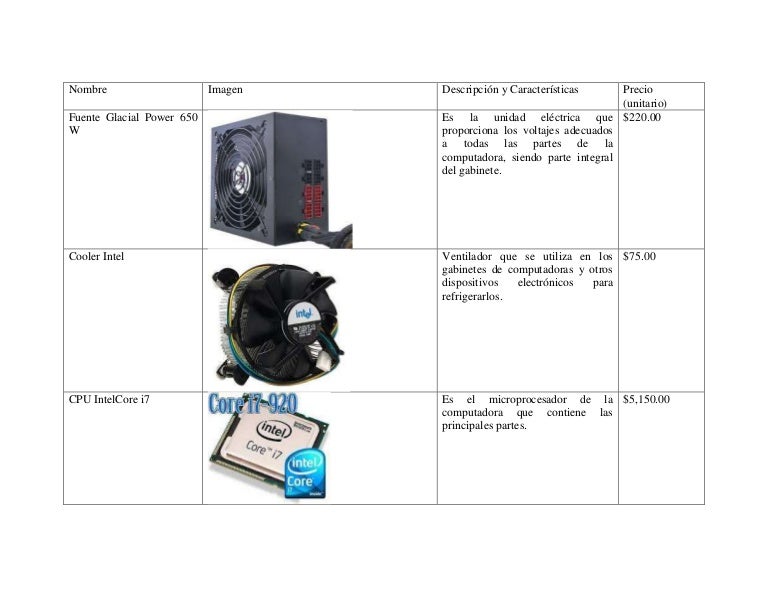 Cotización de computadora de escritorio