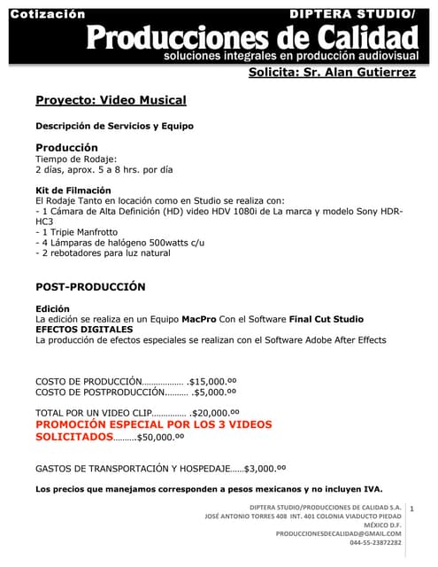 formato para cotizacion de servicios
