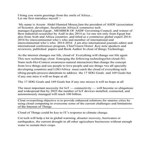 Dr Assem Abdel Hamied Moussa Statment