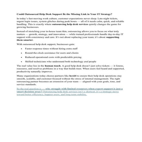Outsource Your IT Helpdesk | PDF