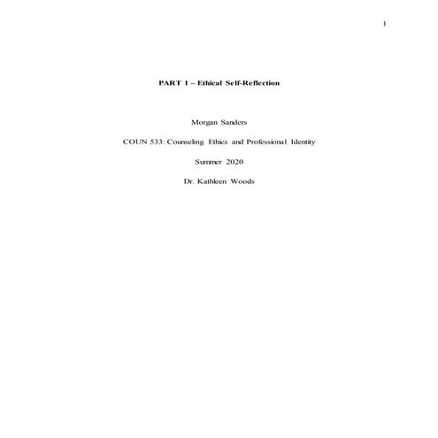 Coun 533 ethical self reflection part 1