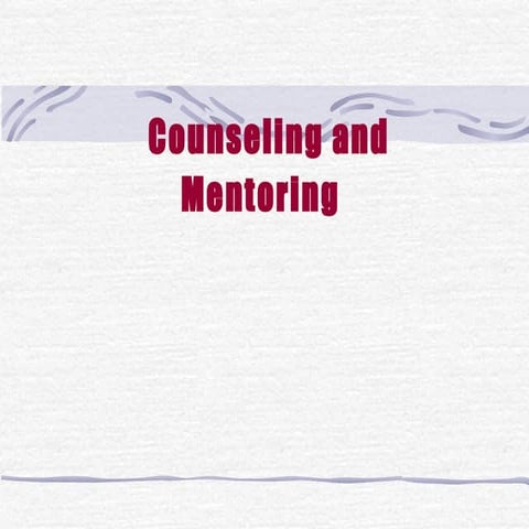 Councelling And Mentoring