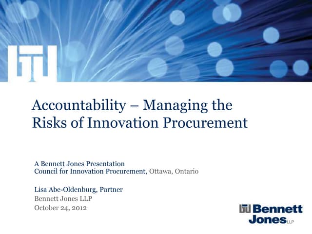 Accountability – Managing the Risks of Innovation Procurement