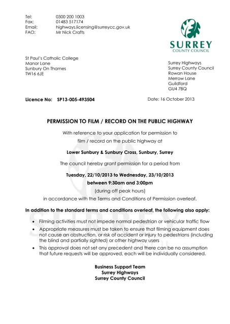 Permission to Film | DOCX