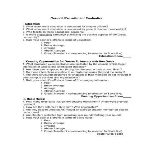 Council Recruitment Evaluation