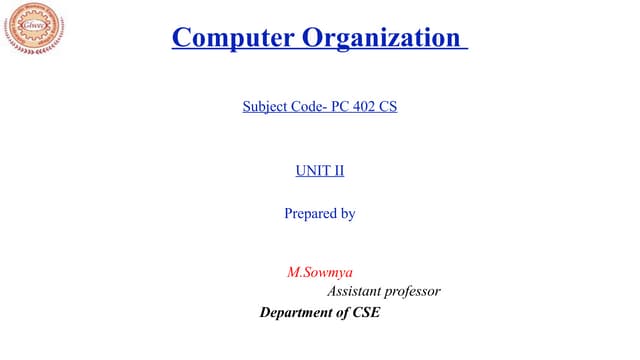 COMPUTER ORGANIZATION UNIT-II OSMANIA UNIVERSITY
