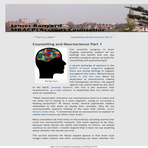 Neuroscience and Psychotherapy - Some Problems 1 | PDF
