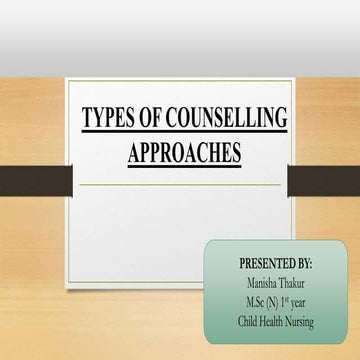 Counselling- counselling approach: dirctive, non directive, eclectic and grou...