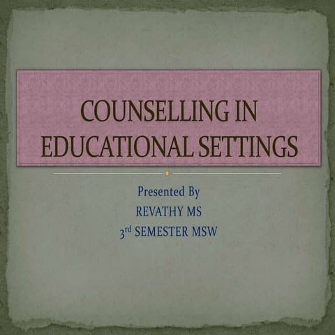 Counselling in educational settings
