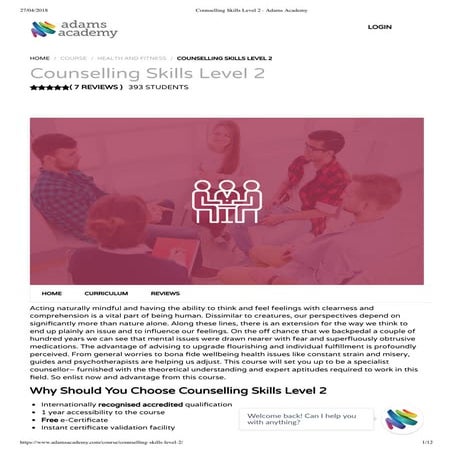 Counselling skills level 2 - Adams Academy
