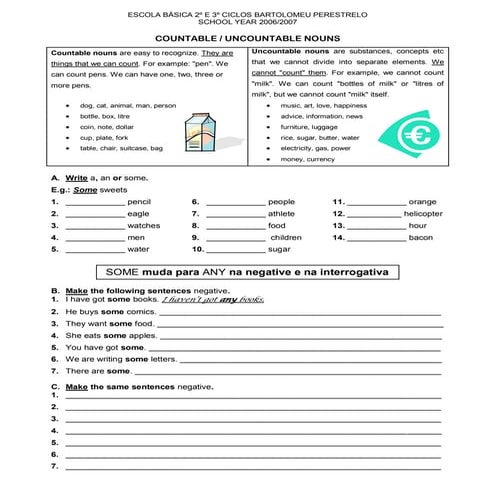 Countable uncountable nouns