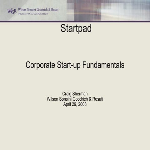 StartPad Countdown 9 - Corporate Structures, Common Problems