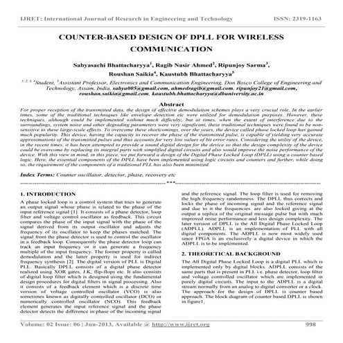 Counter based design of dpll for wireless communication