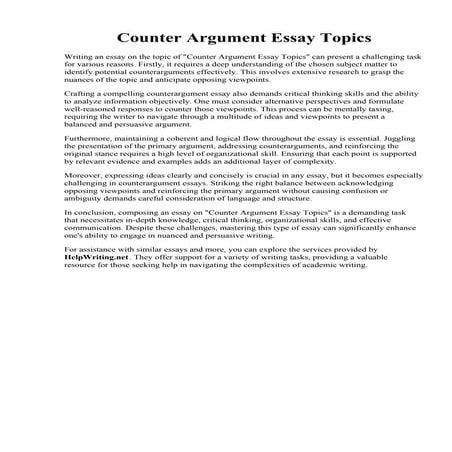 Counter Argument Essay Topics