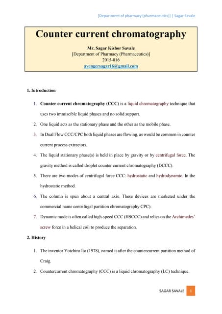 Counter current chromatography