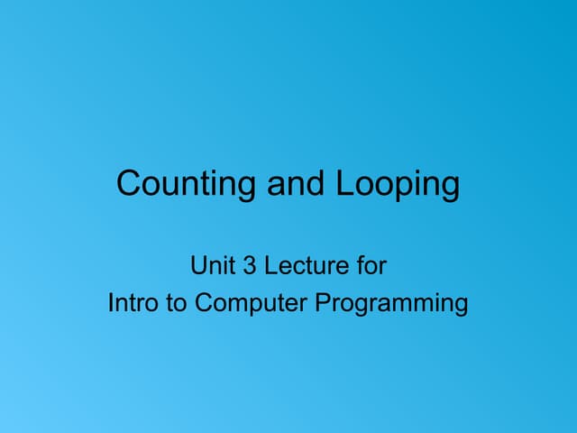 Counting and looping