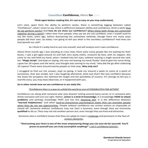 Countless Confidence More for Less