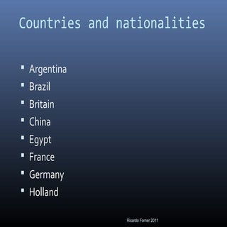 Countries and Nationalities