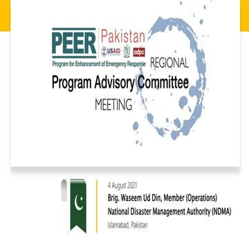 PEER Institutionalization progress in Pakistan