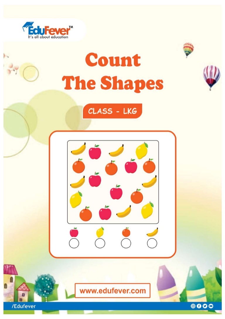 count the shapes lkg maths worksheet