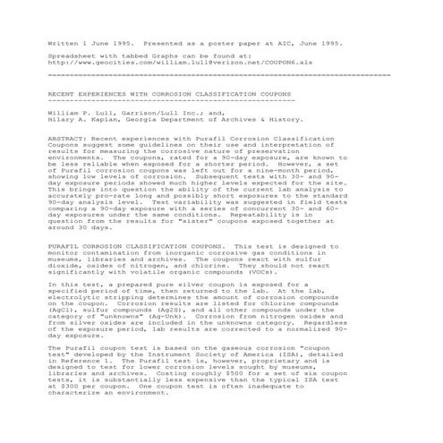 AIC Corrosion Coupon Paper, 1995 (Coupon6.Txt With Graphs)