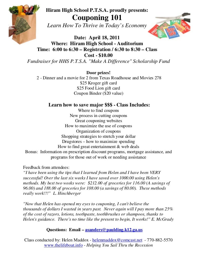 Couponing class - Hiram High School
