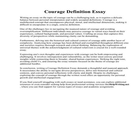 Courage Definition Essay. The Definition and Requirements of Courage Essay Ex...