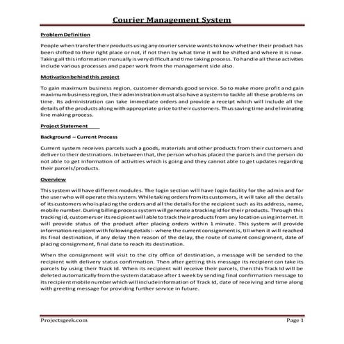 Courier management system abstract