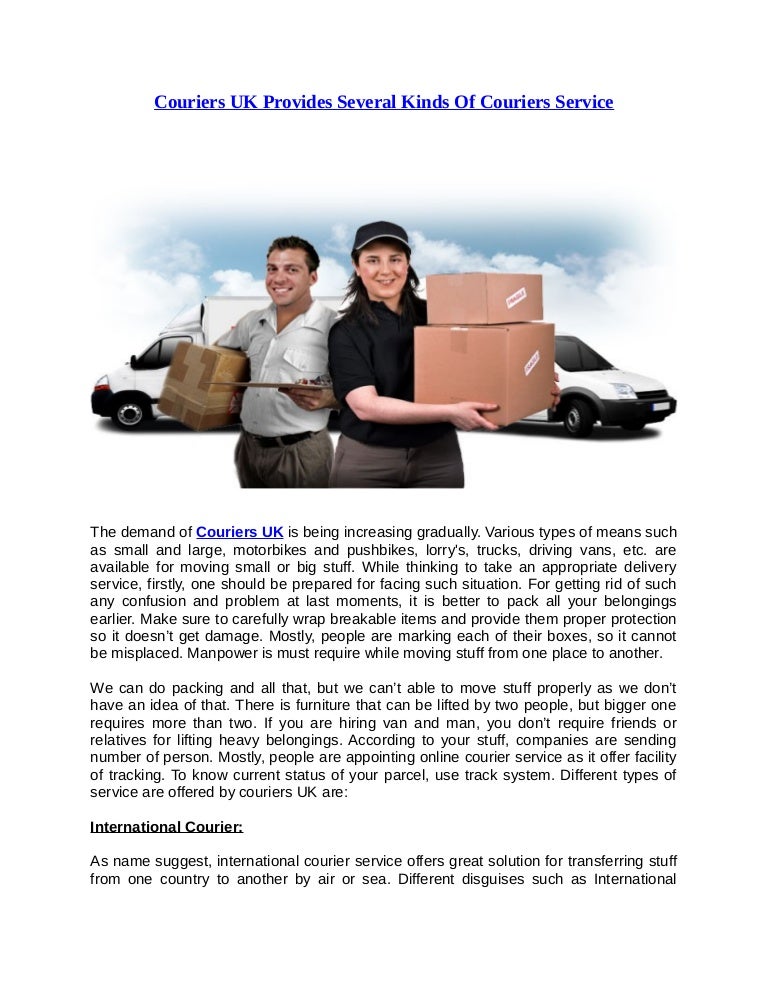 Couriers UK Provides Several Kinds Of Couriers Service