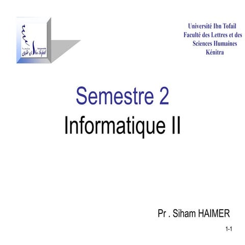 Cours informatiQue Pr.Siham HAIMER