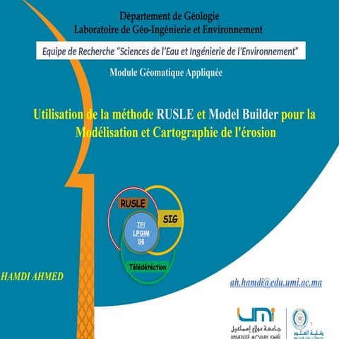Utilisation de la méthode RUSLE et Model Builder pour la Modélisation ...