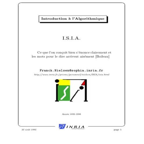 (ISIA 1) Cours d'algorithmique (1995)