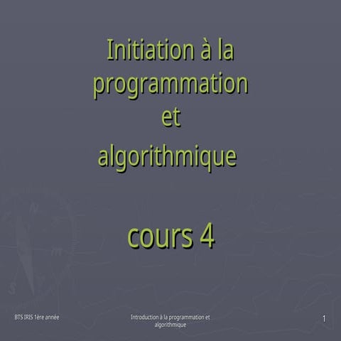 COURS SUR ALGORITHME ET PROGRAMME STRUCTUREE AVEC PYTHON | PPT