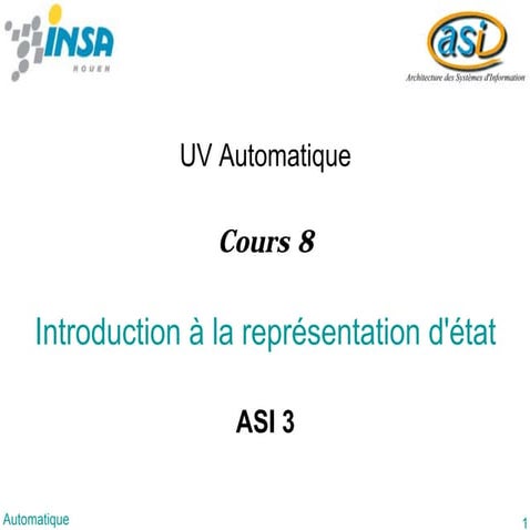 Cours8 Introduction à la représentation d'état
