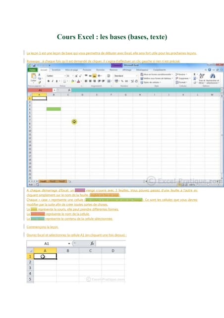 Cours complet excel détaillé