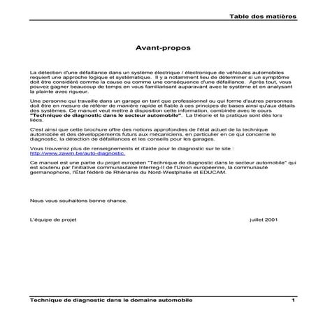 Cours de diagnostic électronique automobile