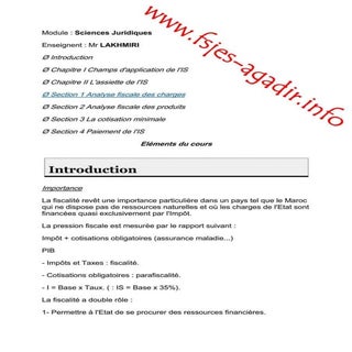 Cours de fiscalité + exercices corr...