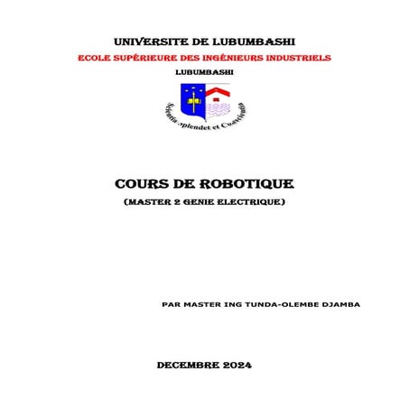 TUNDA OLEMBE DJAMBA,   COURS DE ROBOTIQUE