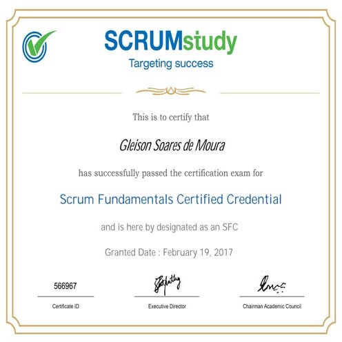 Scrum Fundamentals Certified Credencial
