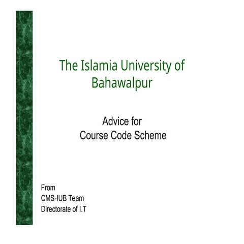 course-code.ppt the Islamia university of Bhawalpur | PPT