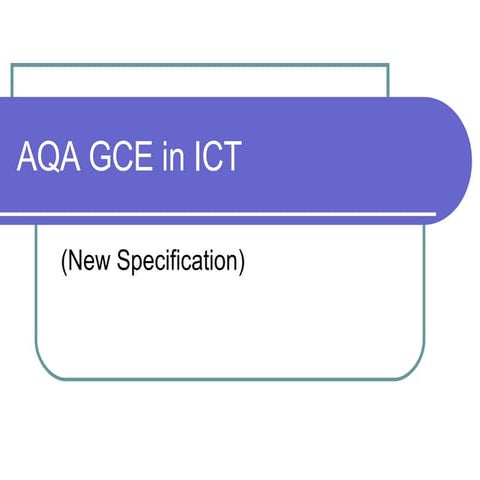 AQA AS in ICT Course Introduction