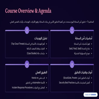 Course Overview and Agenda cloud security