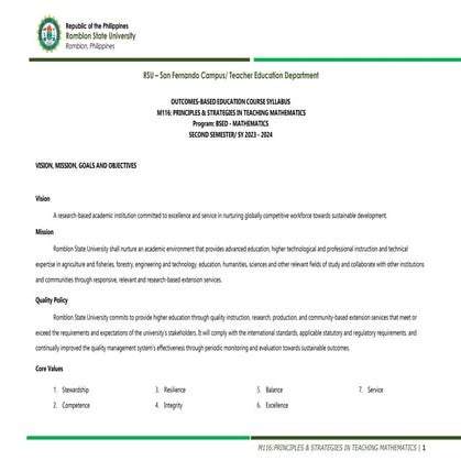 Course Syllabus for M116: Principles and Strategies in Teaching Mathematics.pdf