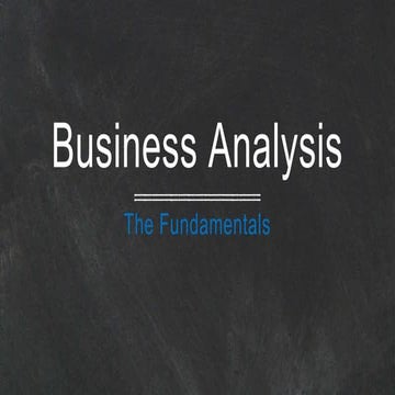 Fundamentals of Business Analysis