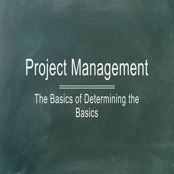 Fundamentals of Project Management